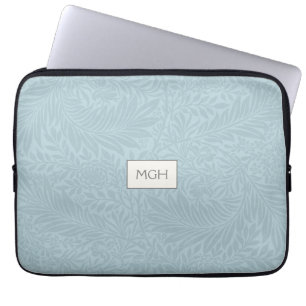 Vintages blaues Larkspur-Blume-Muster Monogramm Laptopschutzhülle