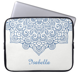 Vintages, blaues Metall Lace Mandala white Laptopschutzhülle