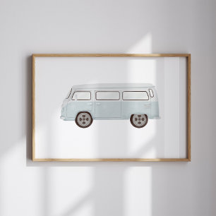 Vintages blaues Minivan-Poster Poster