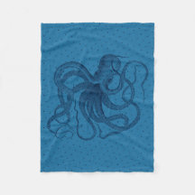 Vintages Blaues Oktopus- und Dotter-Muster