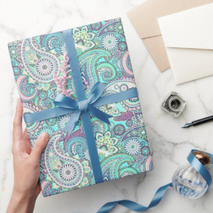 Vintages blaues Paisley Wrapping Paper Geschenkpapier