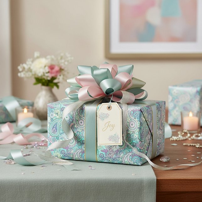 Vintages blaues Paisley Wrapping Paper Geschenkpapier (Von Creator hochgeladen)