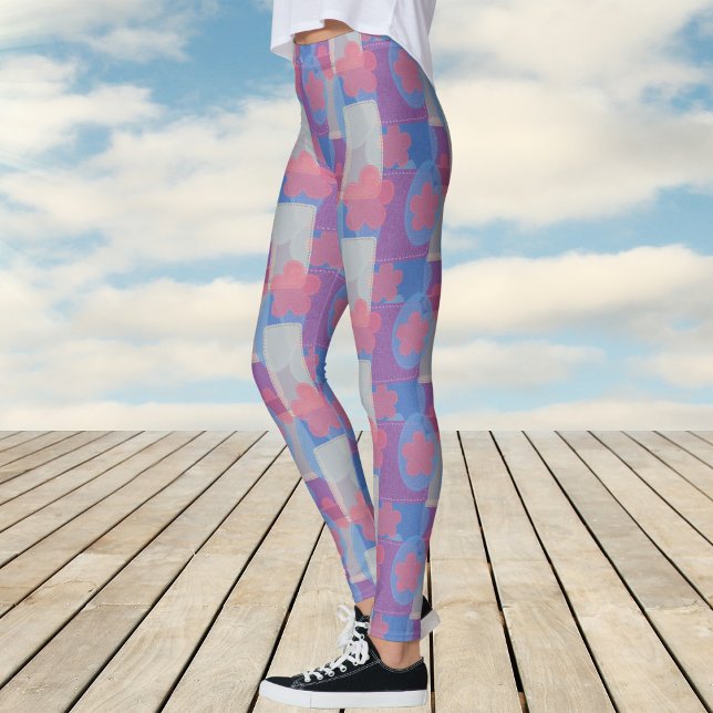 Vintages Blaues Patchmuster Leggings (Vintage Blue Patch Pattern Leggings)