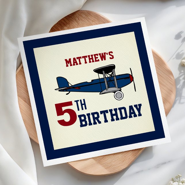 Vintages blaues Retro-Flugblatt Geburtstagsfeier Serviette (Von Creator hochgeladen)