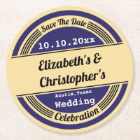 Vintages Blaues Save the Date Wedding Untersetzer