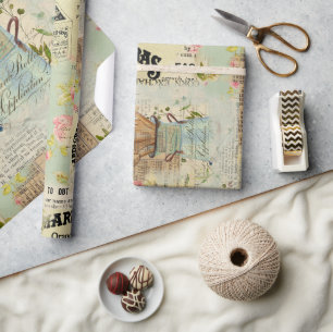 Vintages blaues Schleifpapier Geschenkpapier