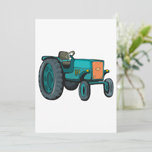 Vintages blaues Traktor Einladung