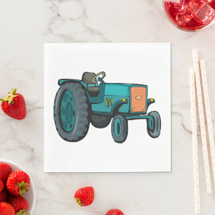 Vintages blaues Traktor Serviette
