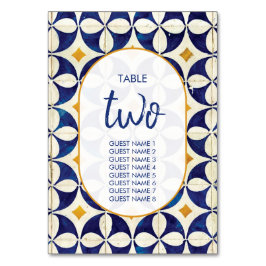 Vintages blaues und gelbes portugiesisches Muster Tischnummer