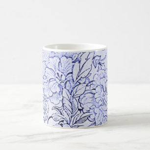 Vintages blaues und weißes Blumen Tasse