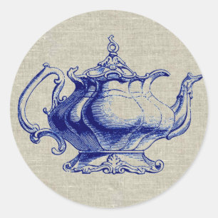 Vintages blaues Viktorianisches Teatro Design Teez Runder Aufkleber