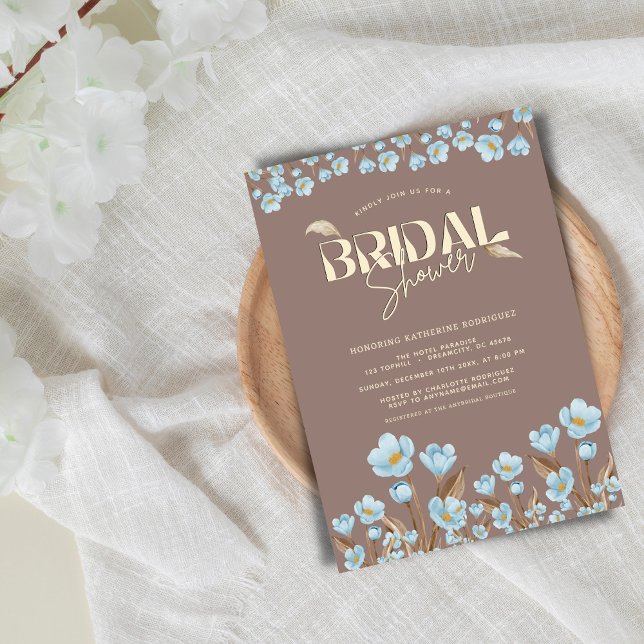 Vintages blaues Wasserfarben-Brautparty Einladung (Von Creator hochgeladen)