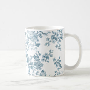 Vintages blaues weißes böhmisches elegantes Blum Tasse
