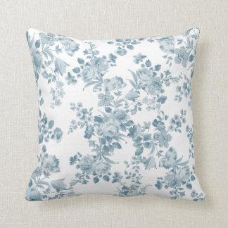 Vintages blaues weißes böhmisches elegantes Blumen Kissen