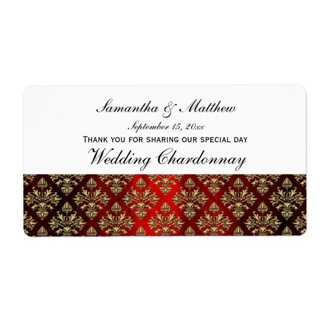 Vintages Blick-Gold u. roter Wein-Aufkleber des (Vorne)