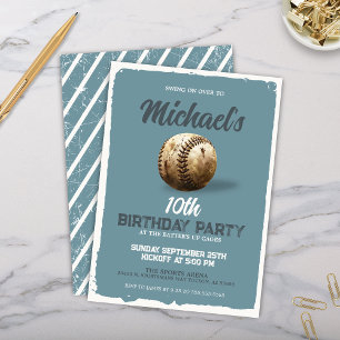Vintages Blue Baseball Thema Geburtstagsparty anze Einladung