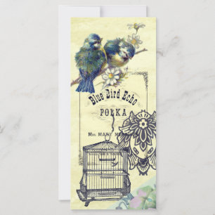 Vintages Blue Bird Birdcage Collage Lesezeichen