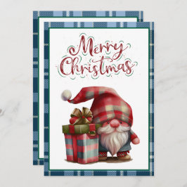 Vintages Blue Buffalo Kariert Watercolor Rotes Gno Feiertagskarte