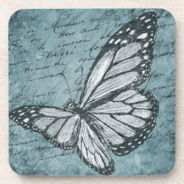 Vintages Blue Butterfly-Design Getränkeuntersetzer