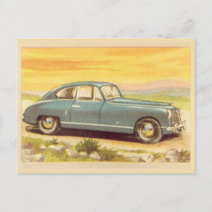Vintages Blue Car Print Postkarte