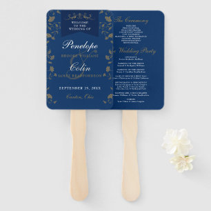 Vintages Blue Chic Book Kapitel Hochzeitsprogramm Fächer