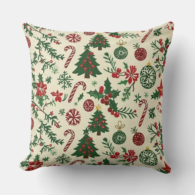Vintages Blue Christmas Throw Kissen (Vorderseite)
