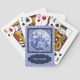 Vintages Blue Delft-Bild in Holländisch Spielkarten