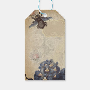 Vintages Blue Floral Bee Scrapbook Geschenkanhänger