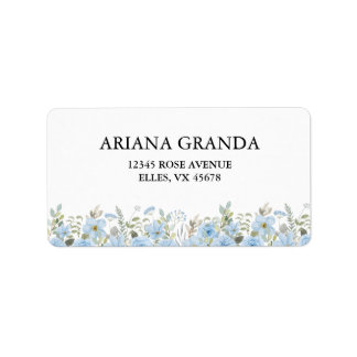 Vintages Blue Floral Wedding Rücksendezeichen Adressaufkleber