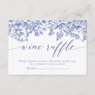Vintages Blue Floral Wine Raffle Brautparty Game Begleitkarte