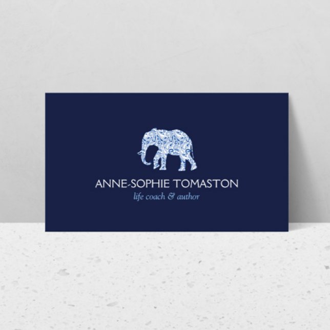 Vintages Blue Gemustert Elephant Logo Visitenkarte (Von Creator hochgeladen)