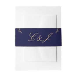Vintages Blue Gold Floral Damask Script Hochzeit Einladungsbanderole