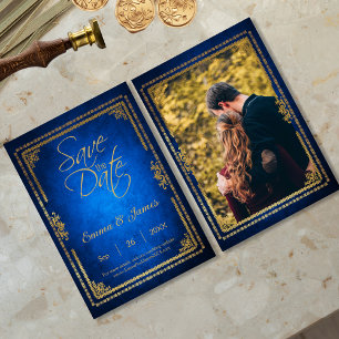 Vintages Blue Mairytale Book Cover Thema Foto Save The Date