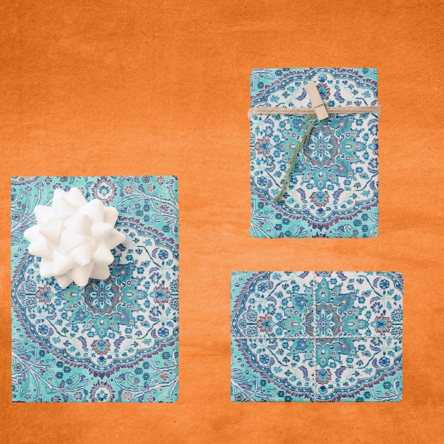 Vintages Blue Rug Muster Geschenkpapier Set (Von Creator hochgeladen)