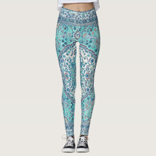 Vintages Blue Rug Muster Leggings