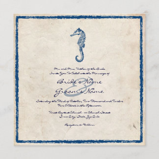 Vintages Blue Sea Horse Beach Einladung