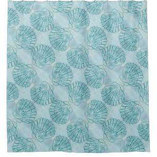 Vintages Blue Seashells-Muster Duschvorhang