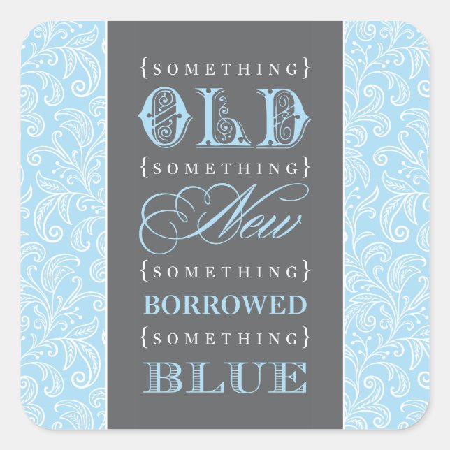 Vintages Blue Wedding Brautparty Quadratischer Aufkleber (Vorderseite)