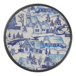 Vintages Blue Weihnachtsdorf Eishockey Puck