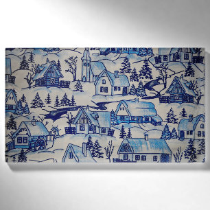 Vintages Blue Weihnachtsdorf Namenschild