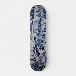 Vintages Blue Weihnachtsdorf Skateboard