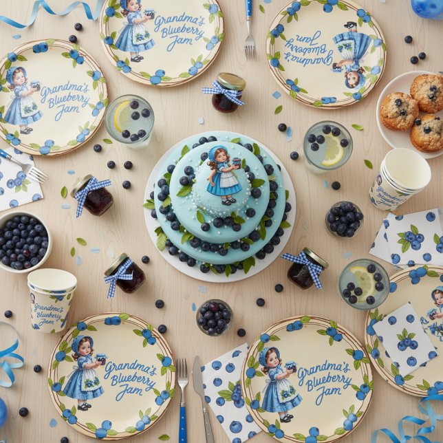 Vintages Blueberry Girl - Oma's Blueberry Jam Pappteller (Von Creator hochgeladen)