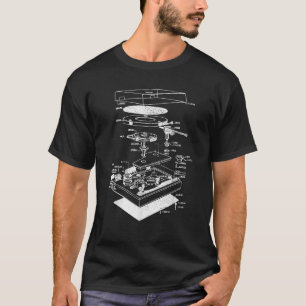 Vintages Blueprint Phonograph Vinyl Player Retro C T-Shirt