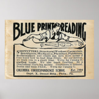 Vintages Blueprint Reading Ad Poster
