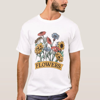 Vintages Blume-Bouquet-Etikett T-Shirt