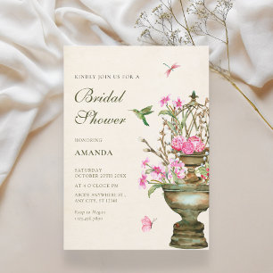 Vintages Blume Vase Bouquet Garden Brautparty Einladung