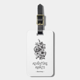 Vintages Blumen  Abenteuer erwartet Gepäckanhänger