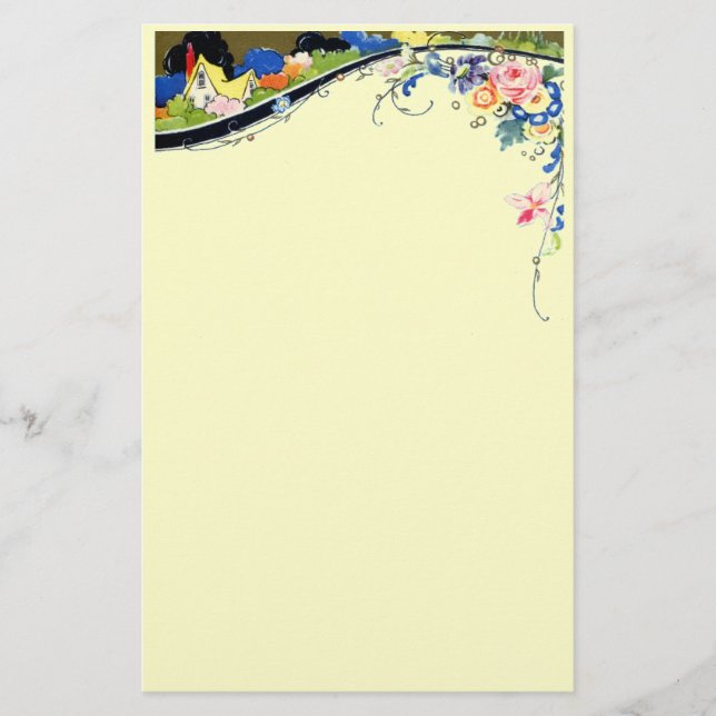 Vintages Blumen Briefpapier (Vorderseite)