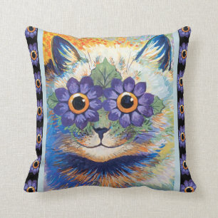 Vintages Blumen-Katzethrow-Kissen Louis Wain Kissen