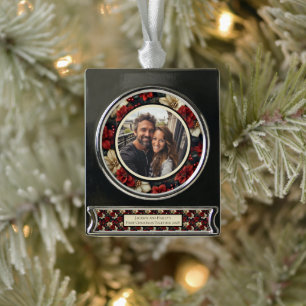 Vintages Blumenbanner Weihnachtsschmuck Banner-Ornament Silber